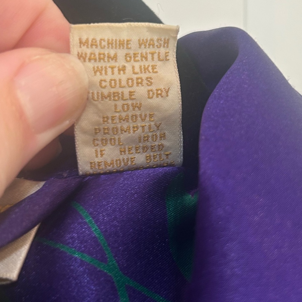 Vtg Victorias Secret Purple Green Satin Sleep Robe Long Sleeve Size M/L - Picture 6 of 15